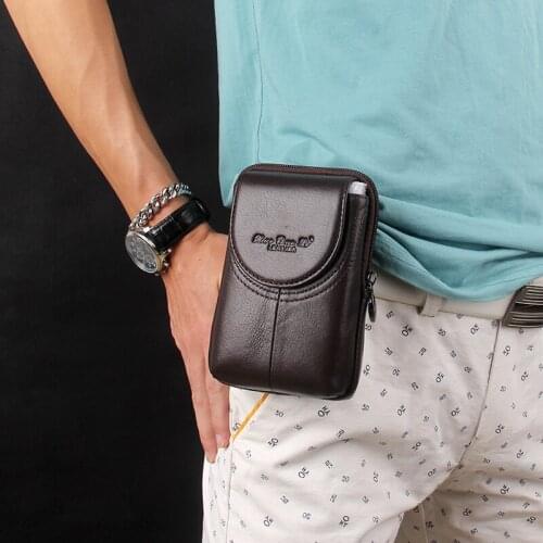 GOLD CORAL Genuine Leather Waist Belt Bags Fashion Belt Fanny Pack Vintage Mini Phone pouch Bags Simple Casual Travel Waist Pack
