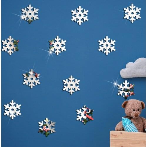 JM595 Christmas decoration snowflake three-dimensional acrylic mirror sticker holiday decoration cartoon waterproof self-adhesiv