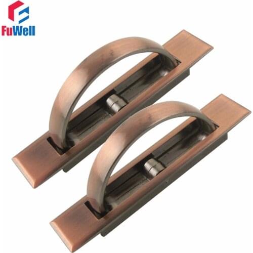 2pcs Zinc Alloy Tatami Door Knob Concealed Handles Red Copper Hidden Furniture Handle for Cabinet Wardrobe Invisible Grips