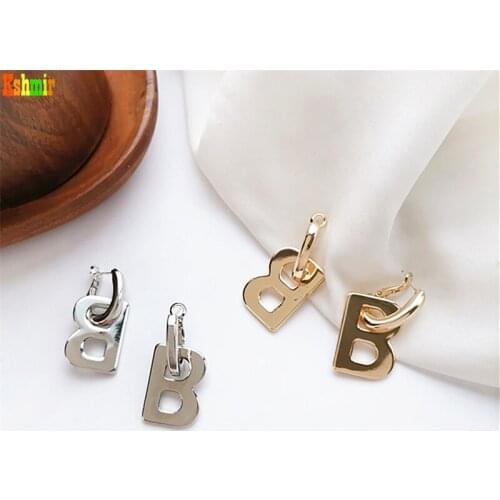Kshmir Hip-hop geometric letter eardrop personality exaggerated metal earrings street shot womens earrings jewelry 2021