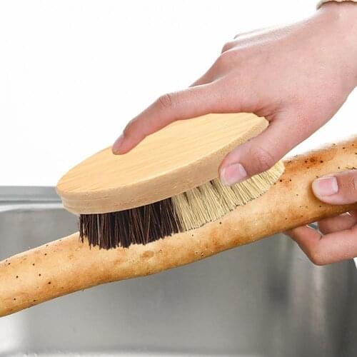 Cleaning Brush Multi-purpose Labor-saving Bamboo Eco-friendly Sisal Coconut Fiber Elliptical Dish Brush for Kitchen