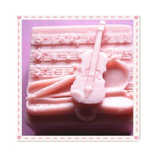 Silicone soap mold C024 Lovely violin pattern square shape fondant cake chocolate clay mould wholesale mould tools
