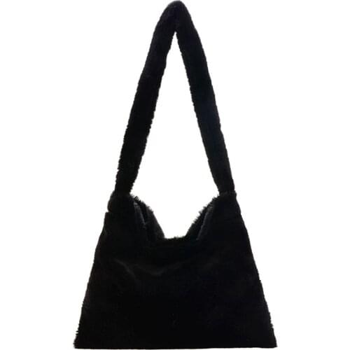 Womens Bag Plush Cherry Pattern Printing Shoulder Underarm Shopper Bags for Women Casual Ladies Small Tote Female Handbags