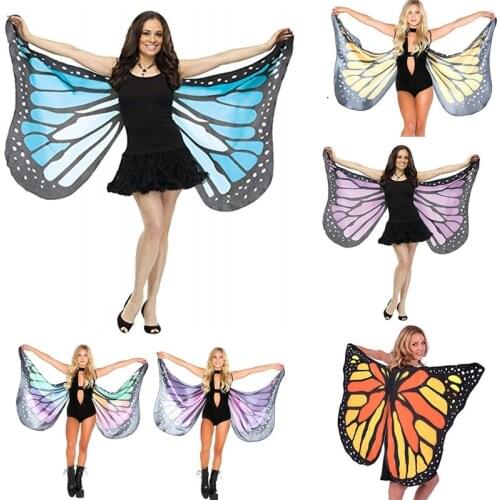 Halloween party cosplay fabric adult Fashion fairy butterfly beach cape Ladies shawl Scarf Pashmina Wing costume for women