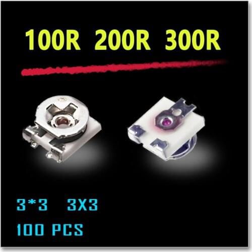 JASNPROSMA EVM3ESX50B12 100R EVM3ESX50B22 200R EVM3ESX50B32 300R 100PCS 3X3 3*3 SMD 100OHM 200OHM 300OHM trimmer