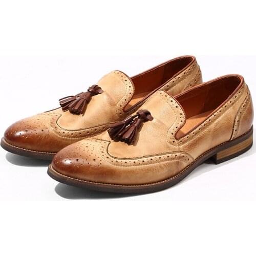 Men Oxford Shoes Office Wedding casual loafers shoes Hand-polishing Pointed toe Leather Shoes Men