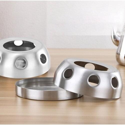 Teaware Silver Round Stainless Steel Detachable Candle Practical Coffee Teapot Warmer Stove Heating Base Home Office Accessories