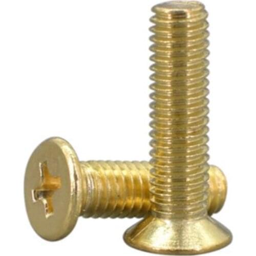 10-50pcs/lot M2 M2.5 M3 m4 m5 m6 DIN965 Brass Cross Recessed flat countersunk Head Screws Phillips Screws