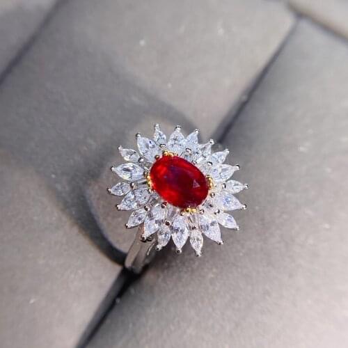 Shilovem Natural New Burning Pigeon Blood Ruby Gemstone Rings for Women Real 925 Sterling Silver new gift 5*7mm jcj050784agh