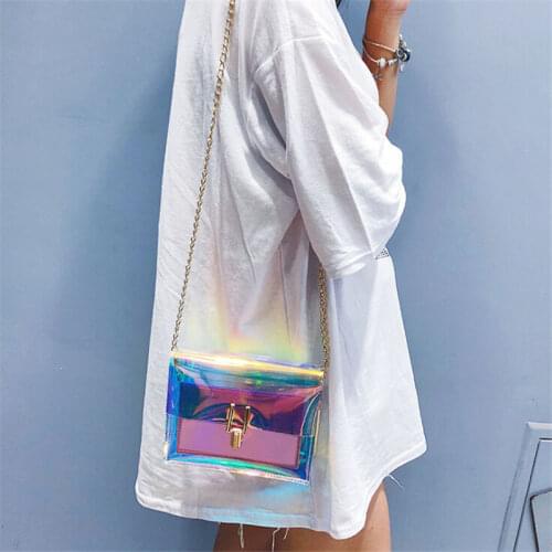 Women Laser Crossbody Bag Messenger Shoulder Bag PVC Jelly Small Tote Messenger Bags Laser Holographic Lady