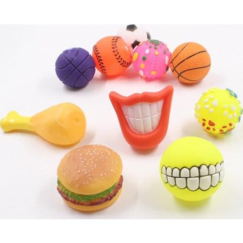 1PC Funny Puppy Pet Dog Toys Ball For Small Dogs Squeak Toys Pet Ball PVC Vinyl Chew Toys Play For Teeth Training Pet Products