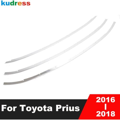 For Toyota Prius 2016 2017 Steel Car Accessories Grille Front Racing Grille Cover Trim Exterior Decoration Chromium styling 3PCS