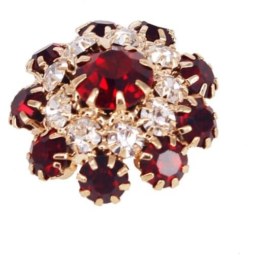30piece Crystal Red Rhinestones Gold Tone Mushroom Button Decorated Scrapbooking Sewing Supplies for DIY Garment Bag Shoes NK273