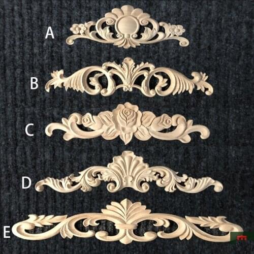 4Pcs/Lot EUROPEAN FURNITURE ARCHITECTURAL RUBBER WOOD APPLIQUE ONLAY APPLIQUES UNPAINTED UNFINISHED