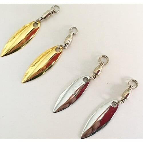 5Pcs/lot Bearing ring willow leaf Sequin with Connector Metal Blades Spinner Spoon Bait DIY Rattle tail Fishing Lure Accessories