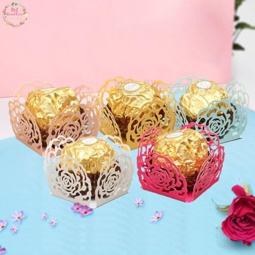 50pcs/lot Laser Cut Rose Candy Bar Box Baby Shower Party Candy Box Wedding Favor Chocolate Bar Baby Shower Party Gift and Supply