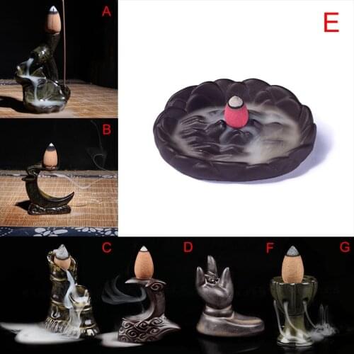7 Style Mini Tower Incense Ceramic Burner Fragrance Holder Backflow Censer Creative Aromatherapy Smoke Reflux Incense Ornaments