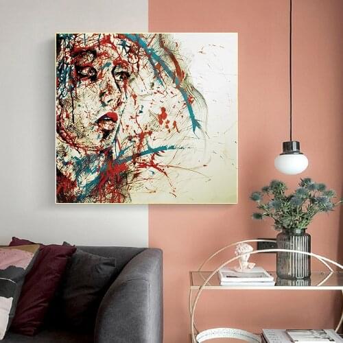 Abstract Canvas Painting Women Colorful Line Drawing Poster Wall Art Pictures Modern Home Decoration for Bedroom Unframed Print