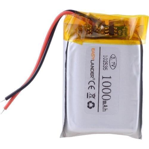 10pcs/Lot 3.7V 1000mAh Rechargeable li Polymer Li-ion Battery For GPS PSP MP3 SPeaker DIY PAD Power LED Bluetooth Pen 102535
