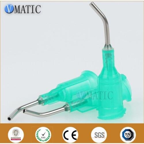 Free Shipping 100Pcs 18G Green 0.5'' Tube Length 45 Degree Bent CE Approved Glue Dispensing Needles Tips 1/2 Inch