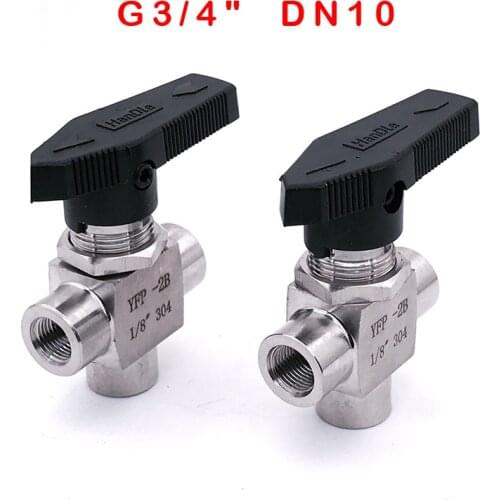 Free Shipping Three way female thread Ball valve G 3/4" DN10 stainless steel 304 high pressure high temperature 3 way ball valve