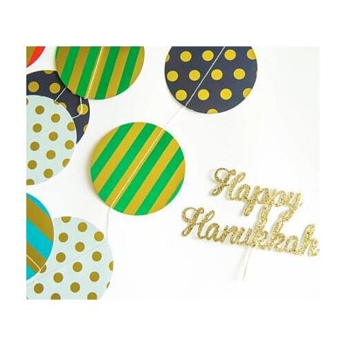 Glitter Happy Hanukkah cupcake toppers wedding birthday Jewish Holiday Celebration of Lights party doughnut food picks