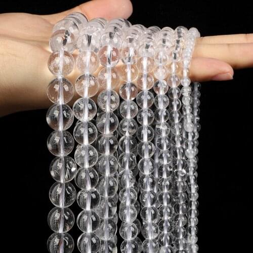 Natural Stone Beads Clear Quartz Crystals Round Loose Spacer Bead For Jewelry Making DIY Bracelet Necklace Strand 4/6/8/10/12MM