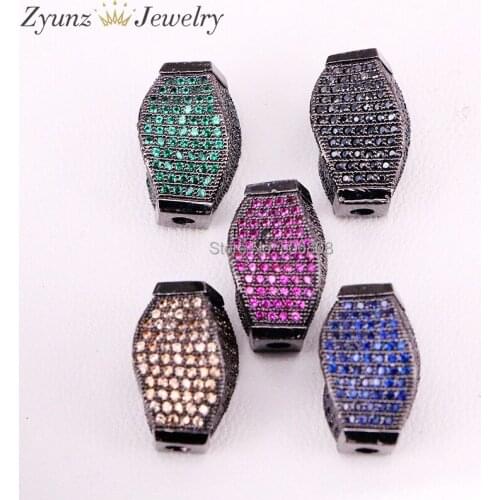 5PCS ZYZ324-9900 CZ Bead, CZ Micro Pave Drum Barrel Spacer Beads, Cubic Zirconia, Spacer Tube Beads, Pave CZ Beads