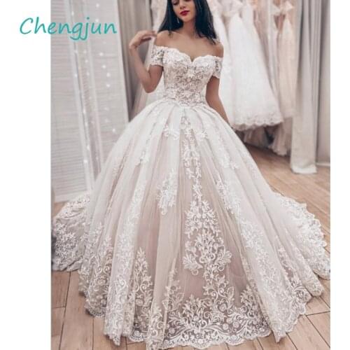 Chengjun High Quality Sweetheart Off the Shoulder Lace Appliques Ball Wedding Gown