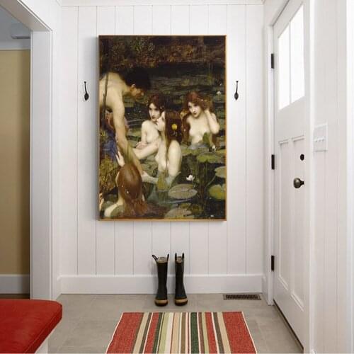 Citon Canvas oil painting William Waterhouse《Hylas and the Nymphs》Artwork Poster Picture Modern Wall Art decor Home Decoration