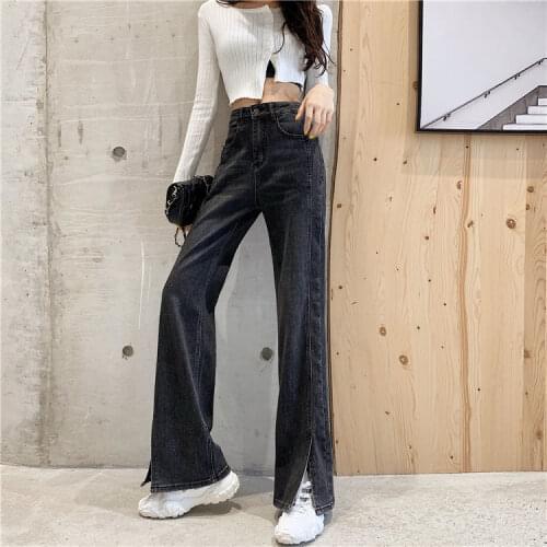Women Jeans Pants High Waist Jeans Women Streetwear Straight Jean Black 100% Cotton Cargo Pant Harajuku Straight Pants