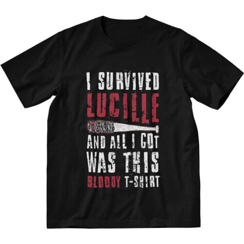 Retro The Walking Dead T-shirt Mens Streetwear T Shirt Short Sleeve Cotton Negan Lucille Quote Horror Drama TV Tshirt Tees Tops