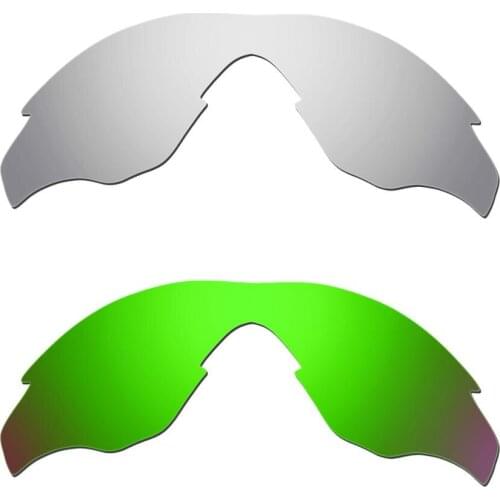 HKUCO For M2 Sunglasses Replacement Polarized Lenses 2 Pairs - Silver & Green