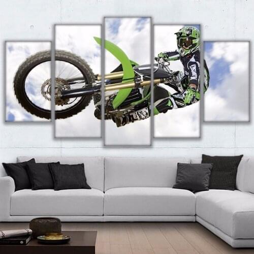 Painting For Living Room Home Decoration 5 Panel Motorcycle Print Cuadros Modular Pictures Poster Frame High Quality Canvas