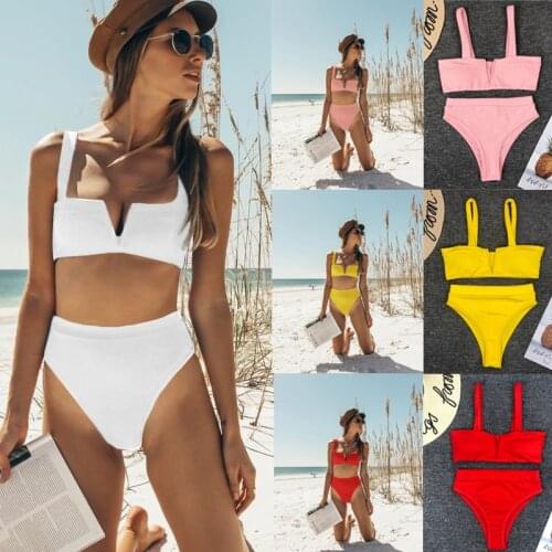 Swimsuits Women Summer 2019 Sexy Bikini V Type Push Up Biquini High Waist Bathing Suit Beachwear Women Swimwear Swimming Femme