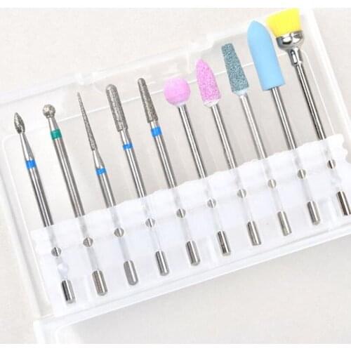 10PCS Ceramic Diamond Milling Cutter for Manicure Nail Drill Electric Machine Accessory Bits Set Pedicure Art Tools Nail File
