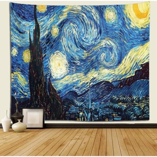 Starry Night Tapestry Van Gogh Abstract Painting Wall Art 3D Blue Wall Hanging Tapestry Home Decor Large size tapestry