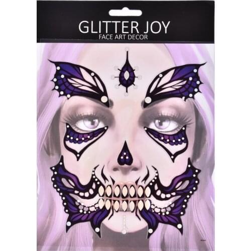 New 1Pcs Halloween Series Face Jewel Makeup Stickers Skull Bone Spider Body Art Paint Decor For Carnival Party Music Festival