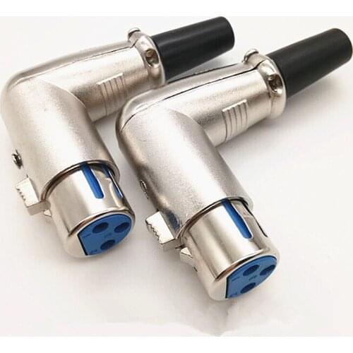 New 3-core Cannon Male Female plug microphone 3-pin 90 Right Angle connector Canon male female XLR audio plug high quality