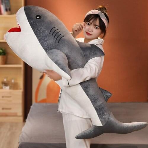 140cm Big Size Plush Shark Toy Kawaii Cartoon Shark Soft Doll Kids Toys Shark Huggable Sleep Pillow Birthday Gift for Children