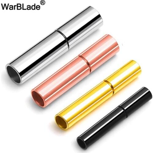 1mm-5.2mm Stainless Steel Tube Clasps Rotary Clasp with Safe Snap Lock Fit Leather Cord Bracelet Necklaces Connector DIY Jewelry
