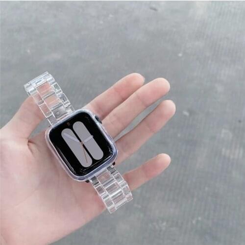 Clear Plastic Watch Strap for Apple Watch Series 6 SE 5 4 3 2 1 Transparent WristBand for iWatch 38 40mm 42 44mm Watchband Tool