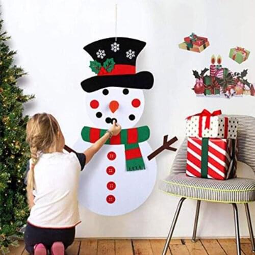 Christmas DIY Felt Snowman Christmas Gift for Kids DIY Velcro Hanging Pendants Ornament Christmas Trees Decoation For Home