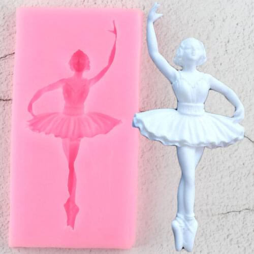 Ballet Dancer Silicone Molds Girls Cupcake Topper Fondant Baby Birthday Cake Decorating Tools Candy Chocolate Gumpaste Moulds