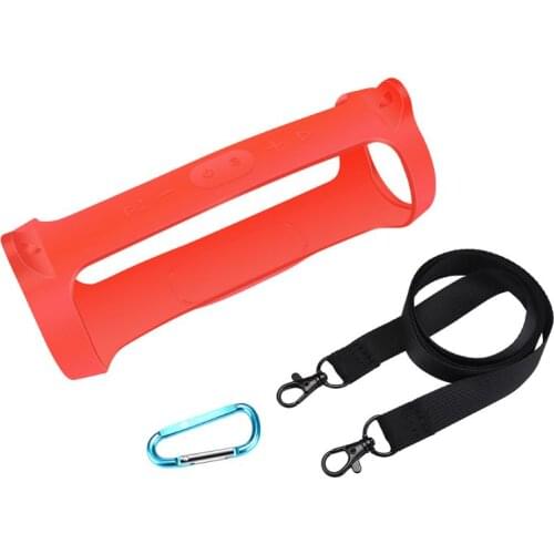 Silicone Case Cover Skin With Strap Carabiner for JBL Charge 4 Portable Wireless Bluetooth Speaker Jan-12