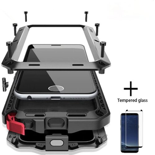 Glass Film+ Full Protective Luxury Doom Armor Case Metal Case Shockproof Cover For Samsung S20 S8Plus S9 S9Plus Note20 10 9 Case