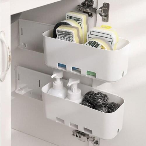 1pcUnder Sink Storage Rack Basket Cabinet Closet Organisers Plastic Kitchen Organizer Under Sink Rack Container Home Accessrioes