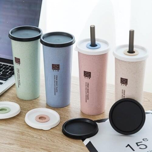 Stylish 450ml Coffee Mugs Tea Cup Wheat Straw Round Plastic Tumblers Cup Mugs Water Bottle Kettle Home Office Tableware Tools