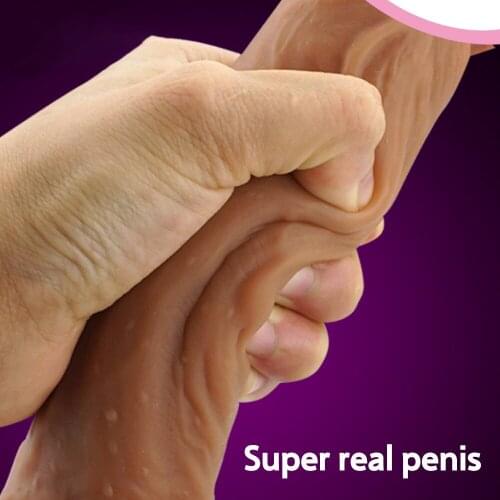 Super Realistic Soft Silicone Dildo Suction Cup Male Artificial Penis Dick Woman Masturbator Adult Sex Toys no vibrator Dildos
