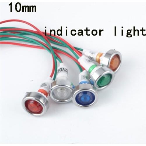 10mm Indicator light waterproof Signal lamp DC12V LED light Signal Convex lamp mini light with wire and five LED colors